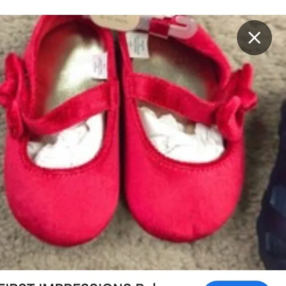 First Impressions Red Velvet Baby Shoes - Picture 12 of 13